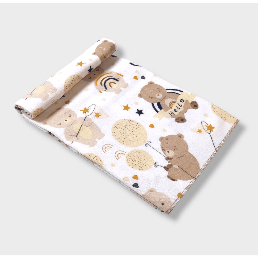 Rainy Scutec pentru bebeluși din finet 80x80 cm. Ursuleț cu baloane