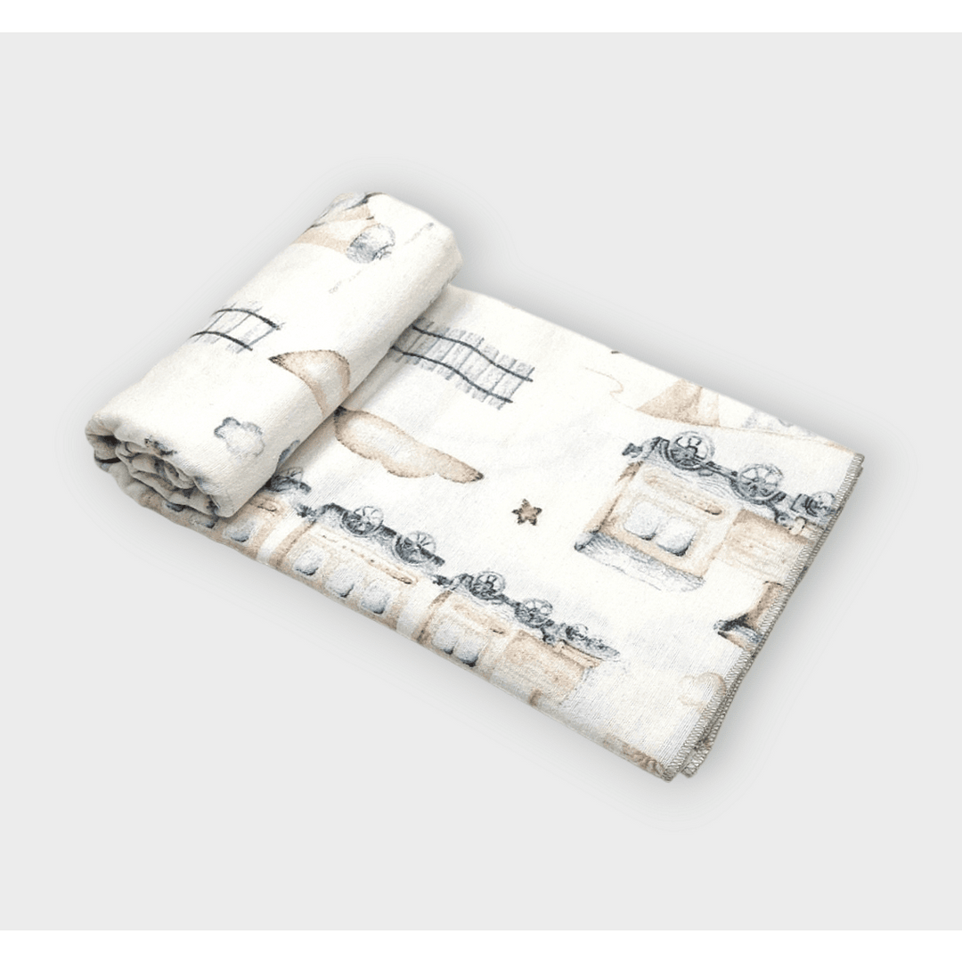 Rainy Scutec pentru bebeluși din finet 80x80 cm. Trenuleț gri
