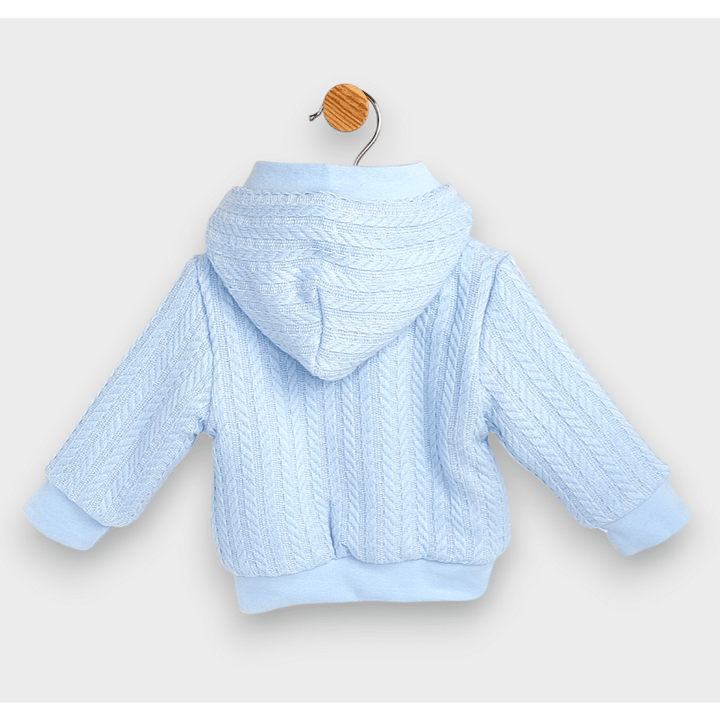 Rainy Cardigan tricotat pentru bebeluși cu glugă 56-80 cm. albastru