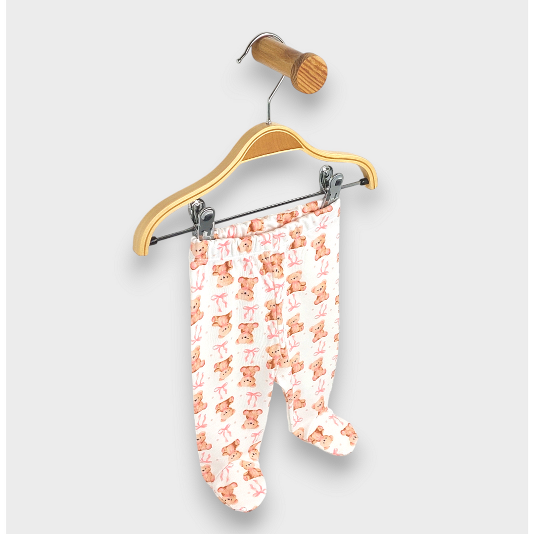 Rainy Pantaloni cu botoșei pentru bebeluși 56 - 74 cm. Ursuleț cu fundiță