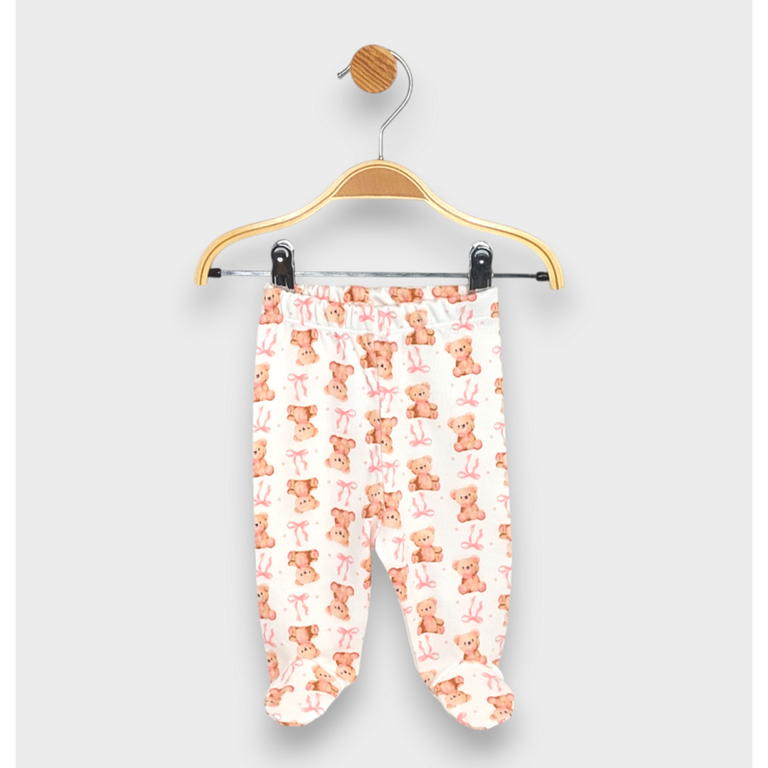 Rainy Pantaloni cu botoșei pentru bebeluși 56 - 74 cm. Ursuleț cu fundiță