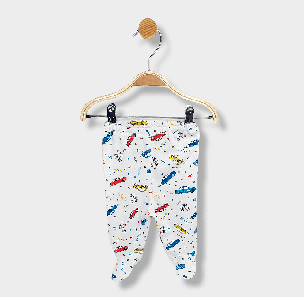 Rainy Pantalonași cu botoșei pentru bebeluși Print 56-68 cm pentru băieți, model „Mașinuțe”
