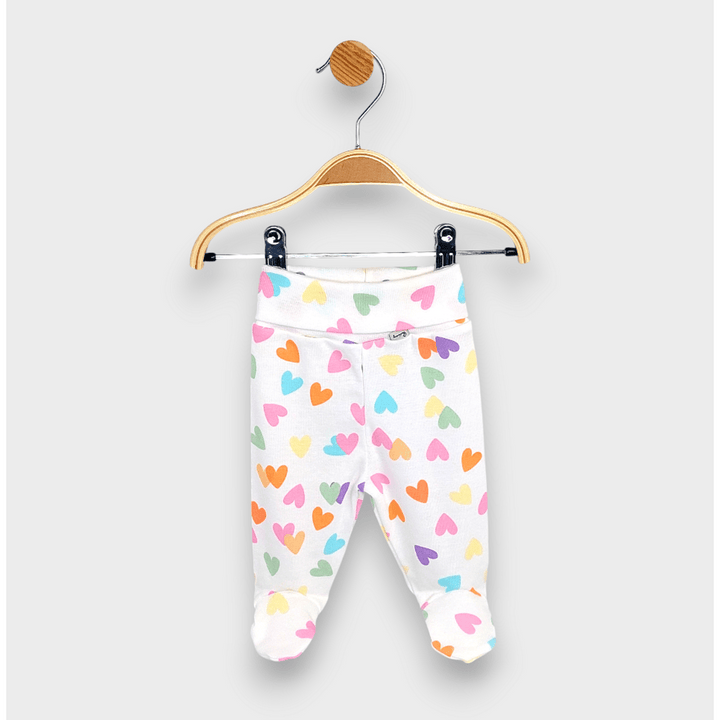 Rainy Pantalonași cu botoșei pentru bebeluși cu talie pliabilă 48 - 62 cm. Inimioare colorate