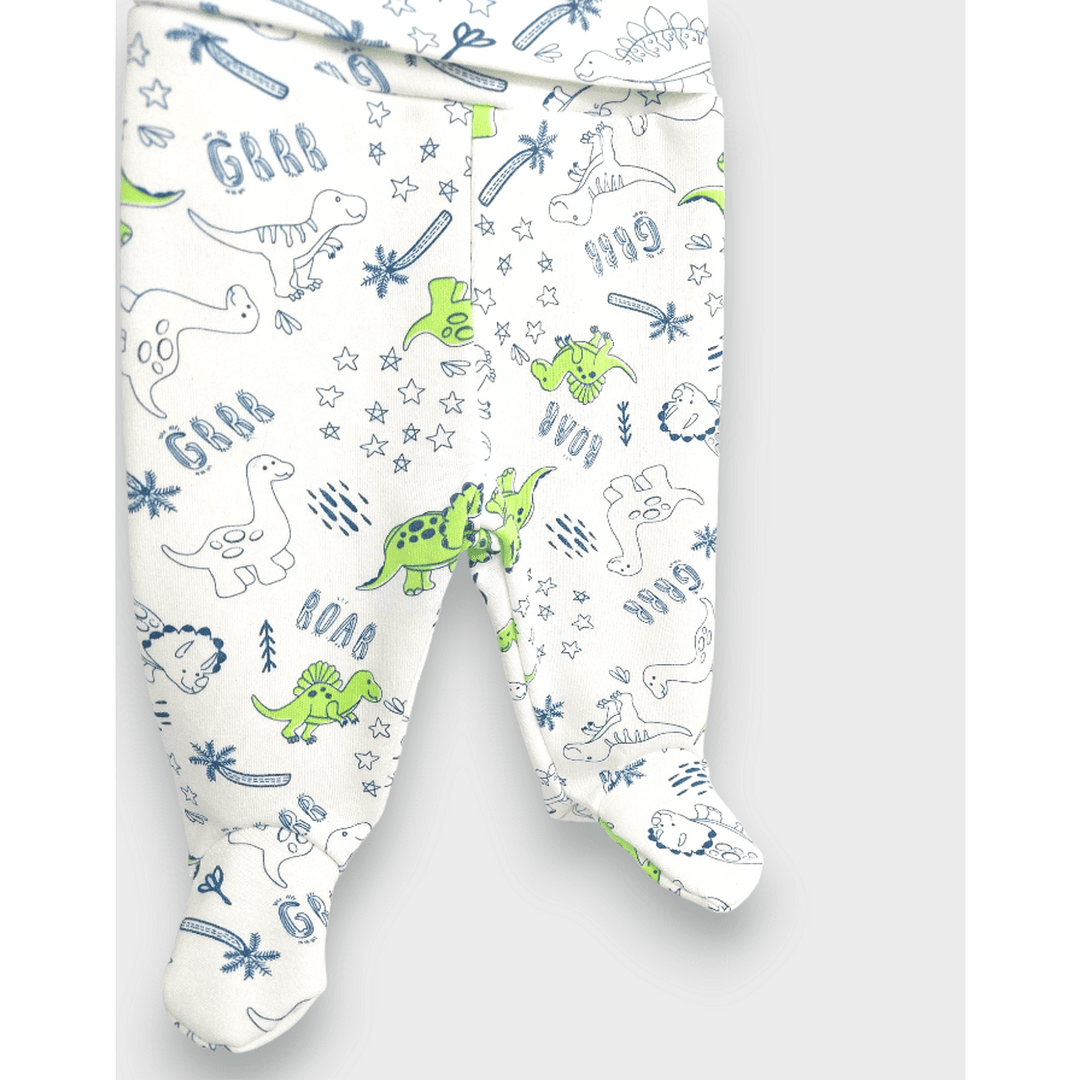 Rainy Pantaloni de bebeluș cu bentiță întoarsă 48 - 62cm. Dinozauri cu palmieri