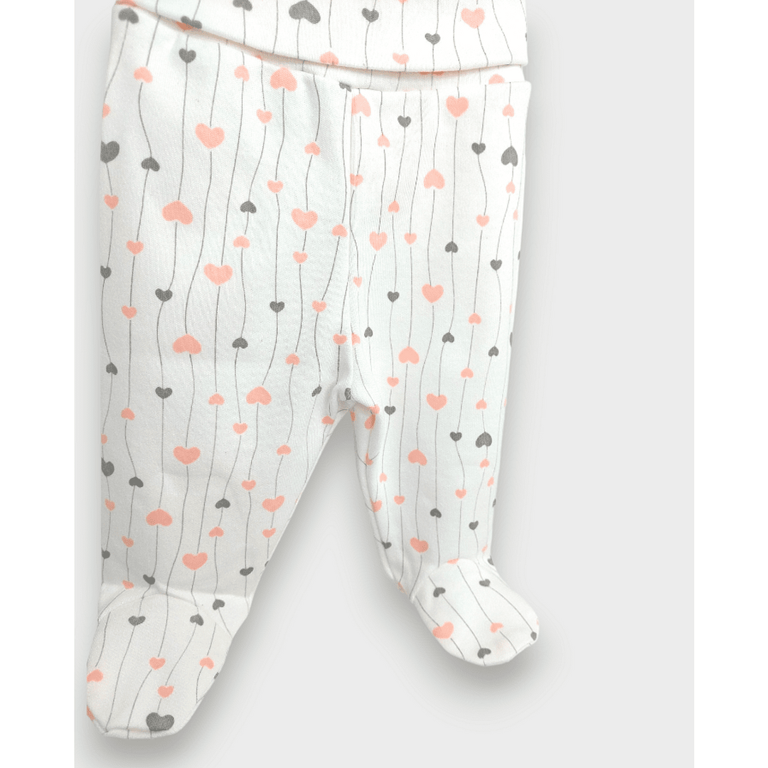 Rainy Pantaloni de bebeluș cu talie întoarsă 48 - 68 cm. Inimi roz și gri
