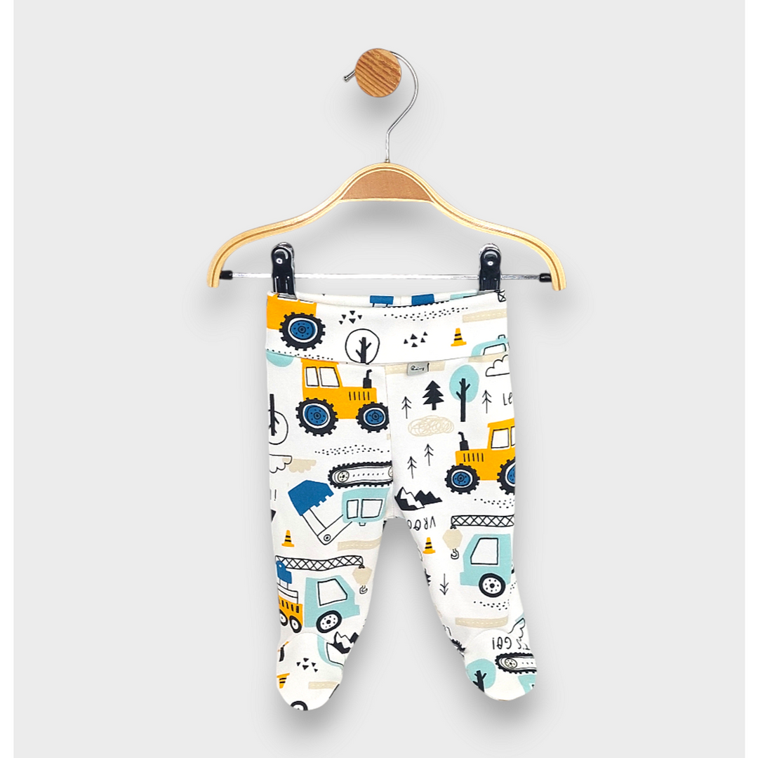 Rainy Pantaloni de bebeluș cu bentiță întoarsă 48 - 68 cm. Excavatoare