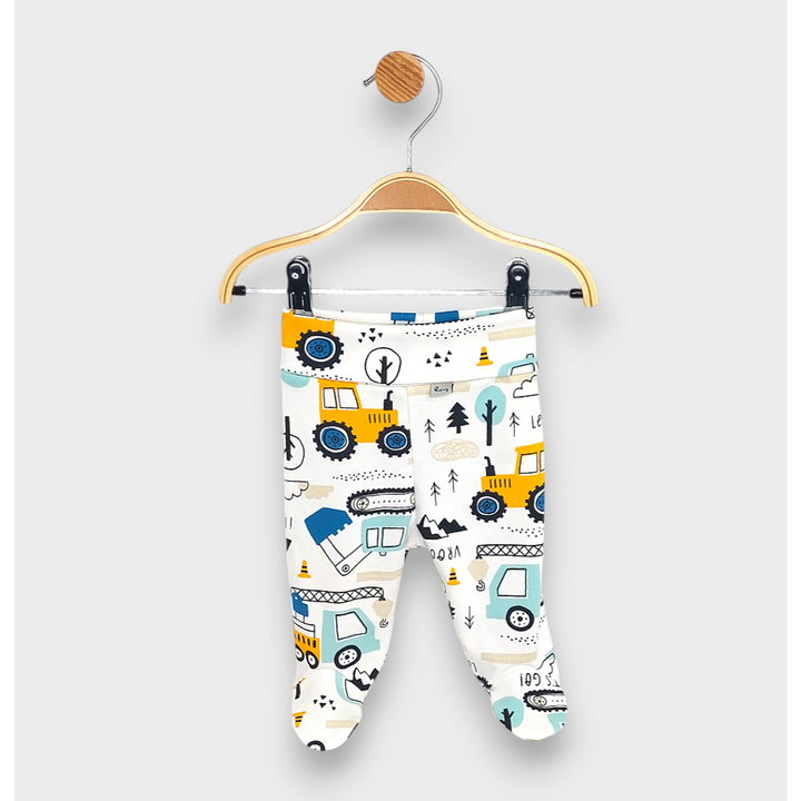 Rainy Pantaloni de bebeluș cu bentiță întoarsă 48 - 68 cm. Excavatoare