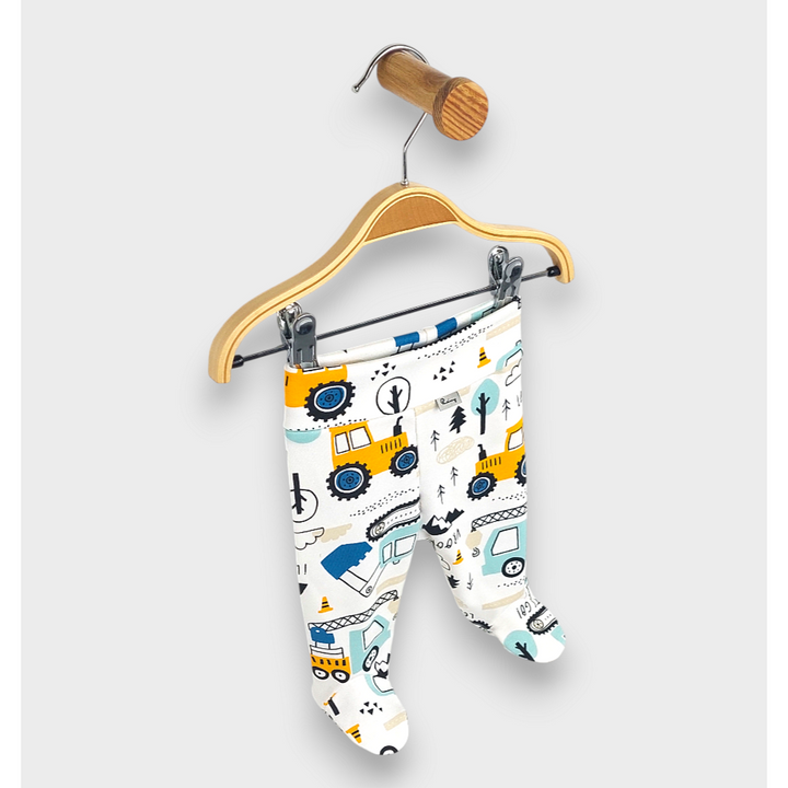 Rainy Pantaloni de bebeluș cu bentiță întoarsă 48 - 68 cm. Excavatoare