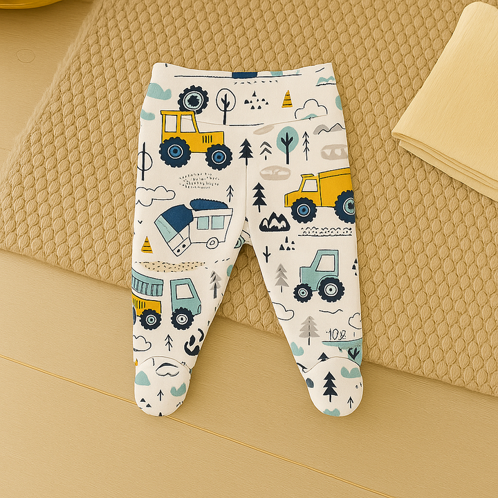Rainy Pantaloni de bebeluș cu bentiță întoarsă 48 - 68 cm. Excavatoare