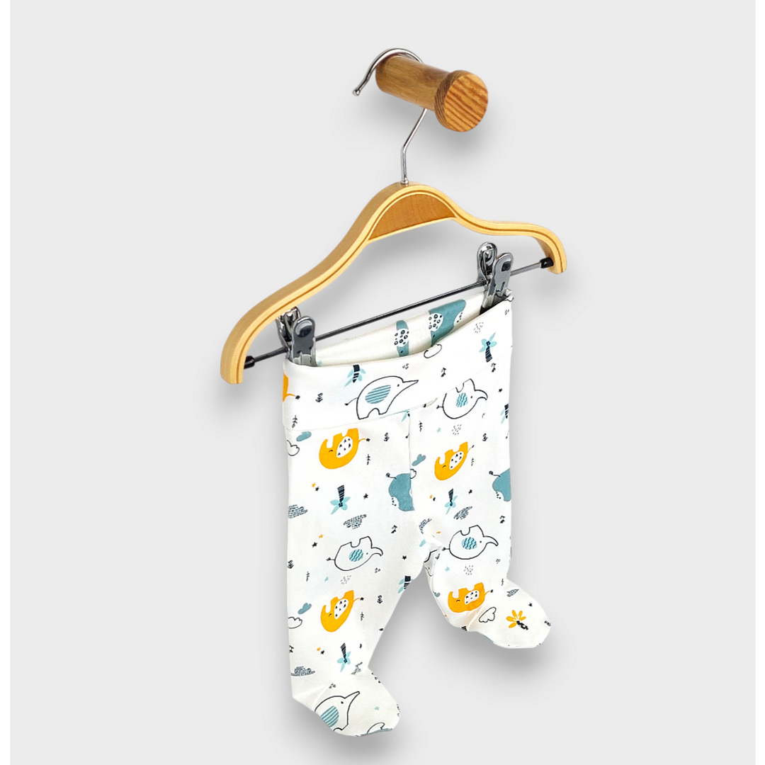 Rainy Pantaloni de bebeluș cu bentiță întoarsă 48 - 68 cm. Elefanți colorați