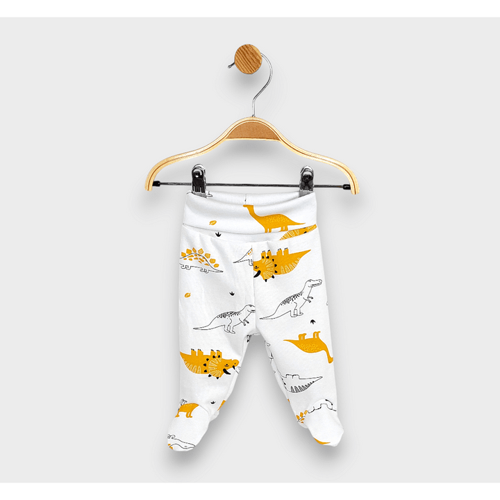 Rainy Pantaloni de bebeluș cu bentiță întoarsă 48 - 74 cm. Dinozauri portocalii