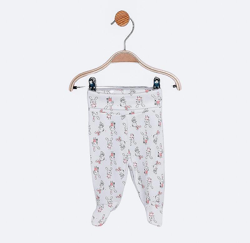 Pantalonași cu botoșei pentru bebeluși Rainy cu talie pliabilă, 48–74 cm, cu iepurași roz
