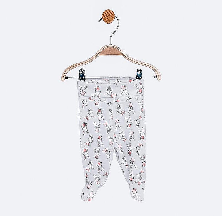 Pantalonași cu botoșei pentru bebeluși Rainy cu talie pliabilă, 48–74 cm, cu iepurași roz