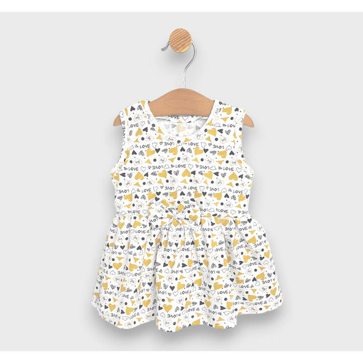 Rainy Rochie pentru bebeluși cu inimioare galbene 62 - 92 cm.