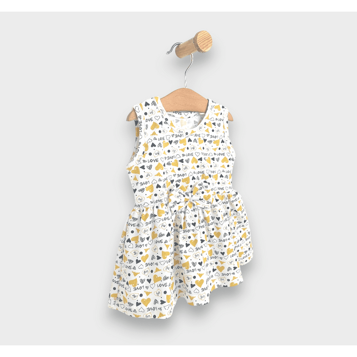 Rainy Rochie pentru bebeluși cu inimioare galbene 62 - 92 cm.