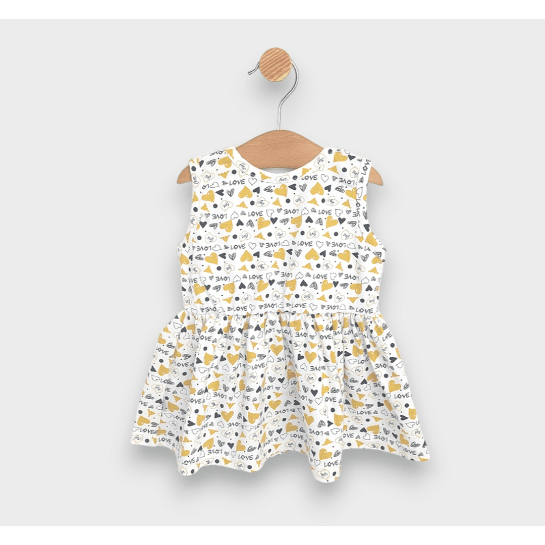 Rainy Rochie pentru bebeluși cu inimioare galbene 62 - 92 cm.