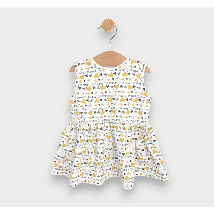 Rainy Rochie pentru bebeluși cu inimioare galbene 62 - 92 cm.