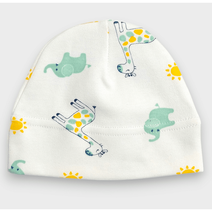 Căciuliță pentru bebeluși Rainy 56–62 cm cu girafă și elefant