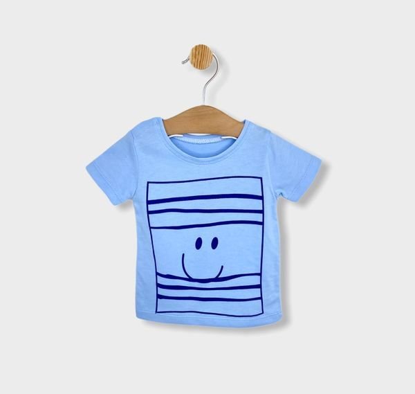 Rainy Tricou pentru bebeluși cu mânecă scurtă Smile 62-86 cm. pentru băieți albastru