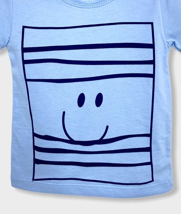 Rainy Tricou pentru bebeluși cu mânecă scurtă Smile 62-86 cm. pentru băieți albastru