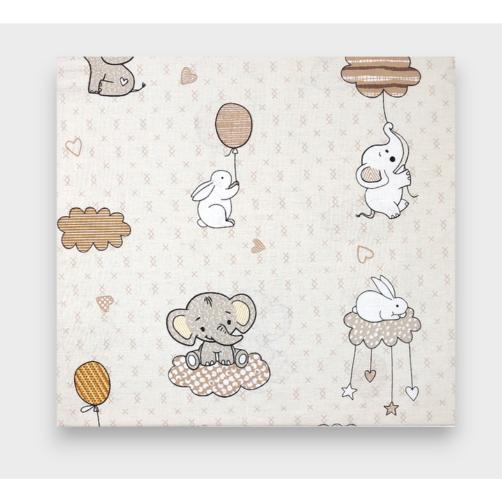 Rainy Cearșaf de bebe cu elastic 60x120 cm. Elefănțel cu balon bej