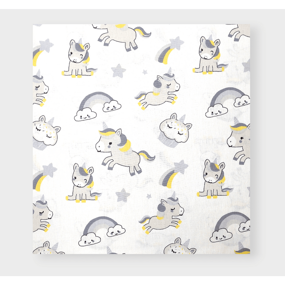 Rainy Cearșaf pentru bebeluși cu elastic 70x140 cm. Unicorn gri