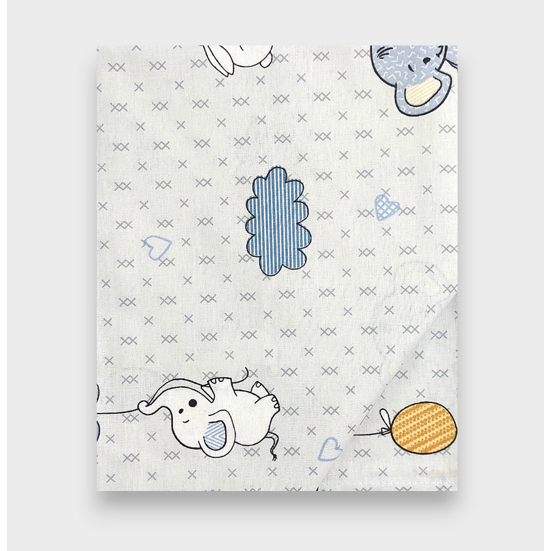 Rainy Cearșaf bebe pentru cărucior 55x95 cm. Elefănțel cu balon albastru