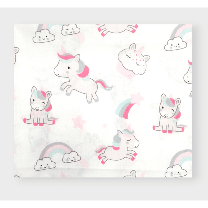 Rainy Cearșaf bebe pentru cărucior cu elastic 55/95 cm. Unicorn roz