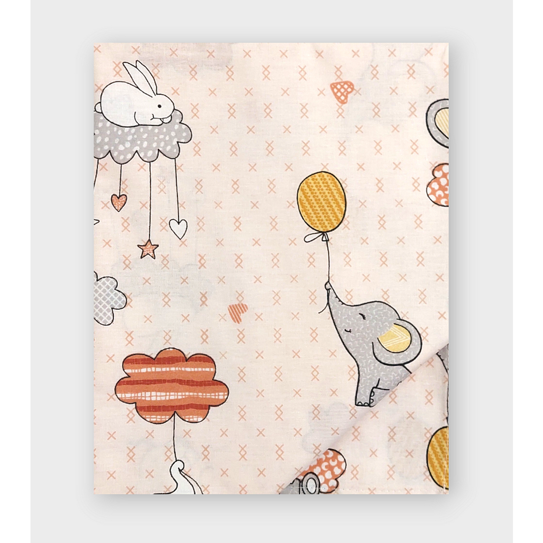 Rainy Cearșaf de bebeluși pentru mini pătuț și leagăn 80x100 cm. Elefănțel cu balon portocaliu