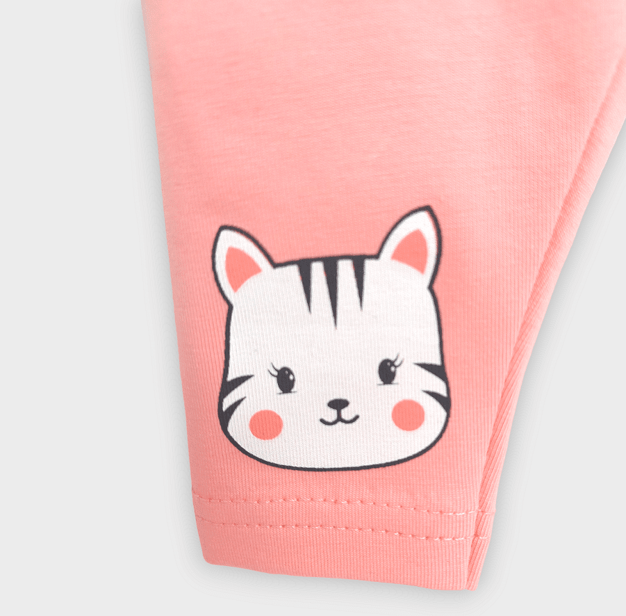 Rainy Colanți lungi pentru bebeluși Cute Cat 62-86 cm, coral