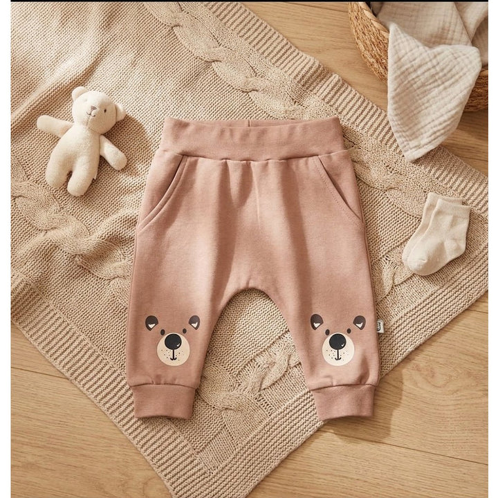 Rainy Pantaloni lungi pentru bebeluși Bear 62-92 cm, culoare migdal