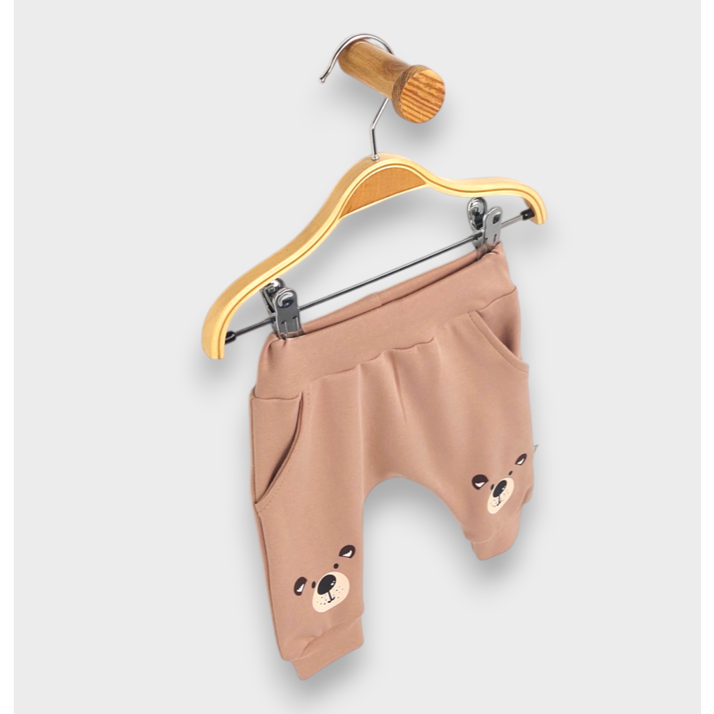 Rainy Pantaloni lungi pentru bebeluși Bear 62-92 cm, culoare migdal