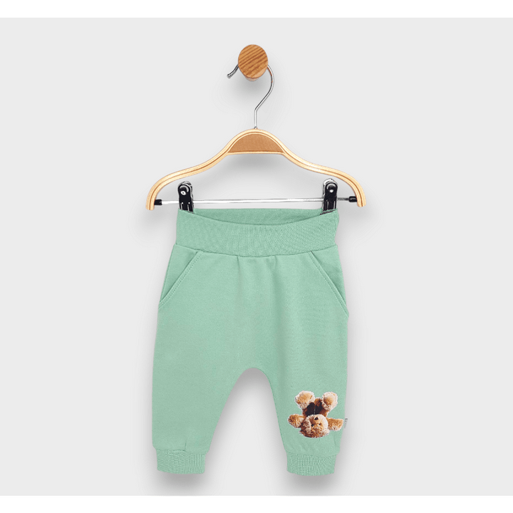 Rainy Pantaloni lungi pentru bebeluși Ursuleț de pluș 62-92 cm, verde pastel