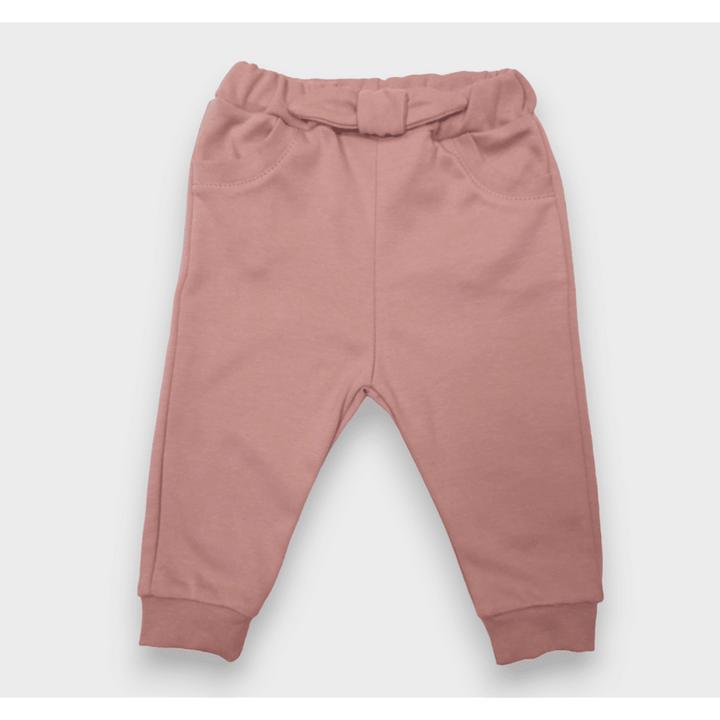 Rainy Pantaloni lungi pentru bebeluși cu buzunar și fundiță 62-92 cm. roz prăfuit