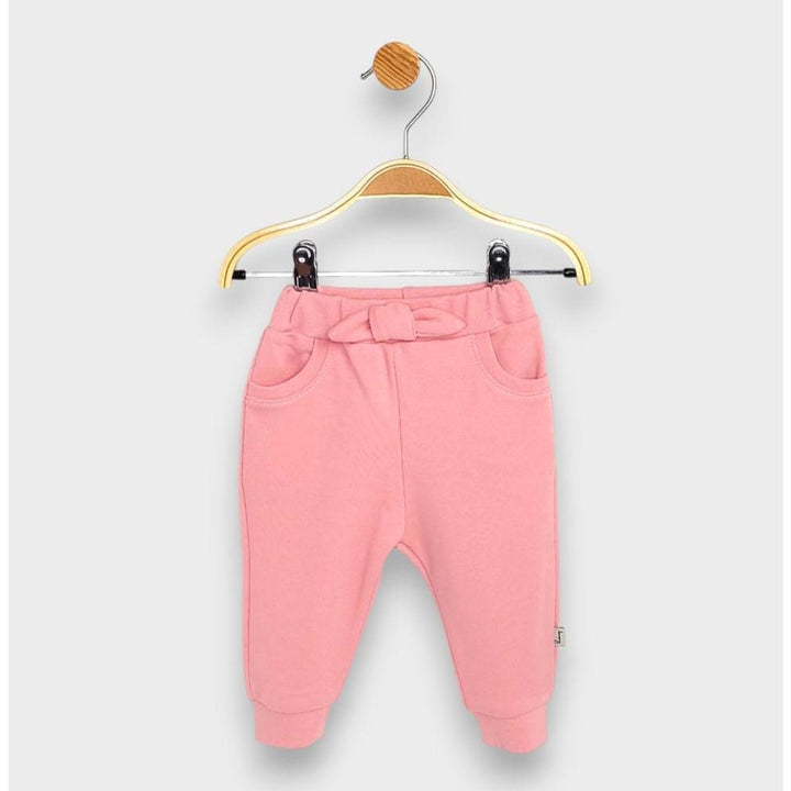 Rainy Pantaloni lungi pentru bebeluși cu buzunar și fundiță 62-92 cm. pudră