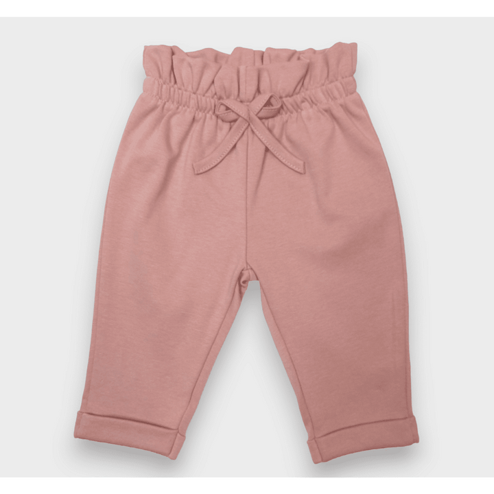 Pantaloni lungi pentru bebeluși Rainy cu talie înaltă, 62-92 cm, culoare roz prăfuit