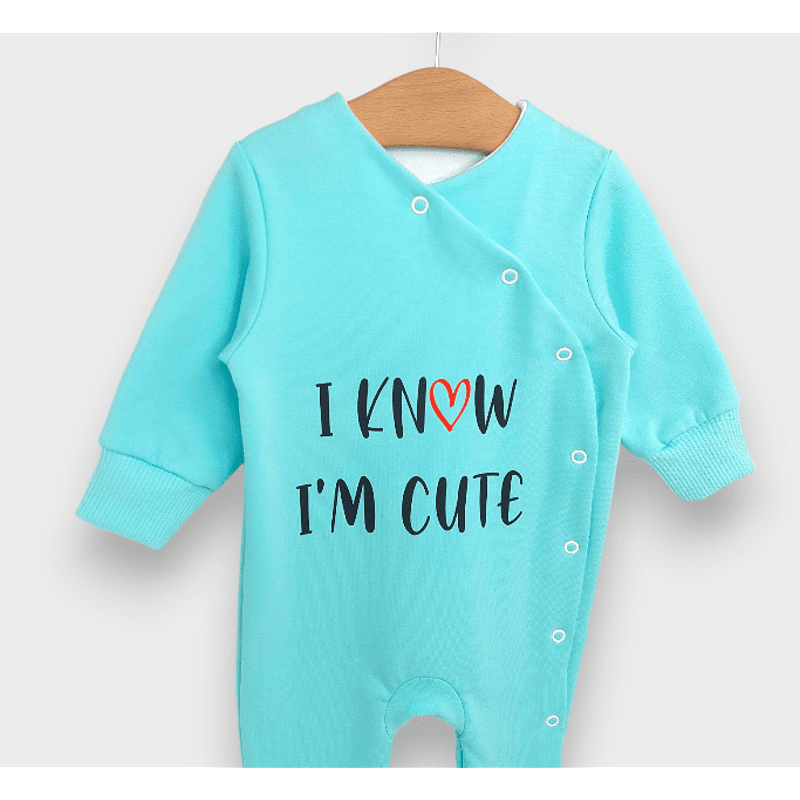 Salopetă pentru bebeluși Rainy „I'm cute”, 48–74 cm, albastru deschis