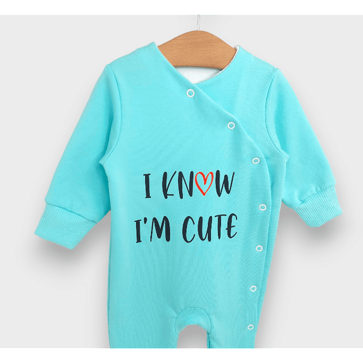 Salopetă pentru bebeluși Rainy „I'm cute”, 48–74 cm, albastru deschis