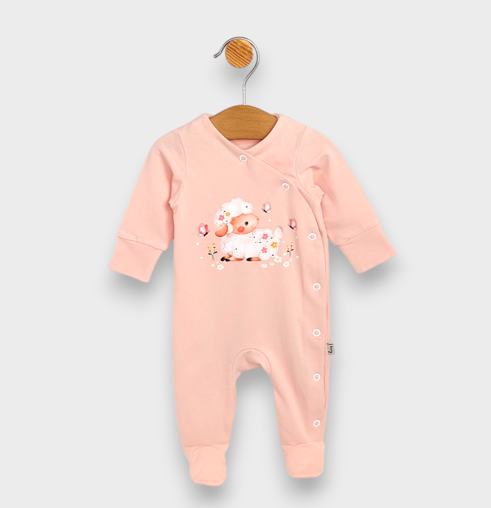 Salopetă pentru bebeluși Rainy Little Lamb cu mâneci lungi 56-74 cm, culoare bomboană