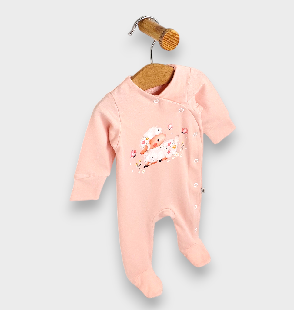 Salopetă pentru bebeluși Rainy Little Lamb cu mâneci lungi 56-74 cm, culoare bomboană