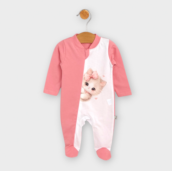 Salopetă pentru bebeluși Rainy cu bandană Hello little one cu mânecă lungă 56-68 cm, pudră