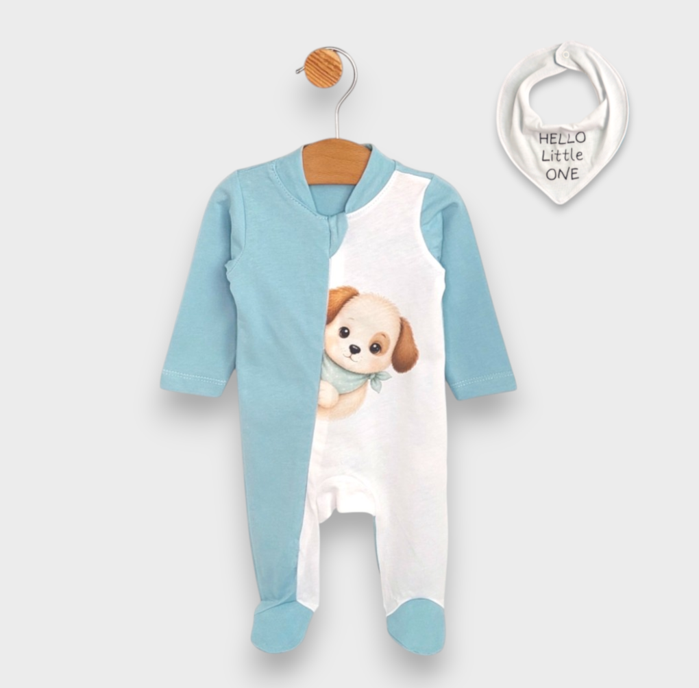 Rainy Salopetă pentru bebeluși cu bandană Hello little one cu mânecă lungă 56-68 cm. bleu