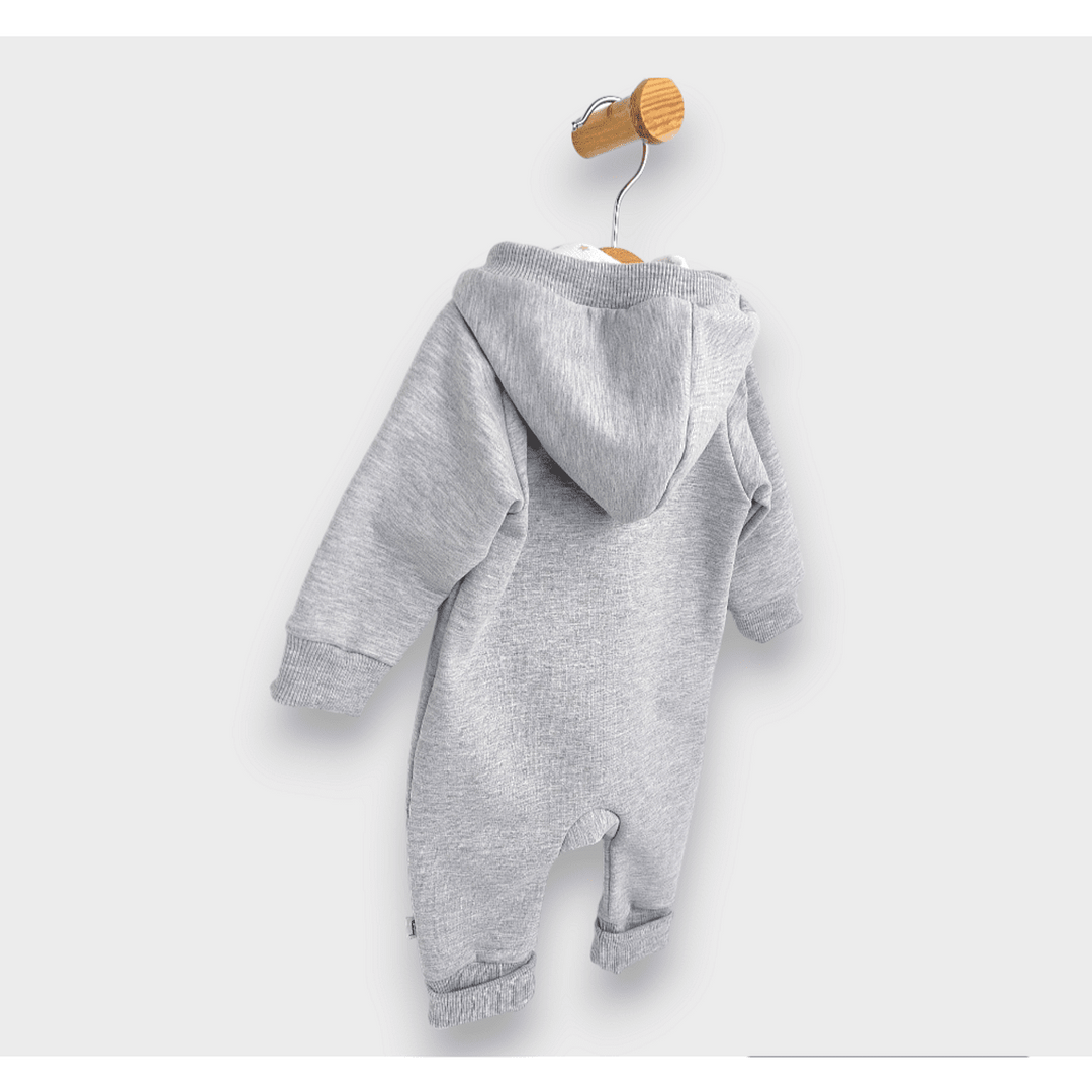 Salopetă pentru bebeluși Rainy cu glugă „Ursuleț cu lăbuțe”, 56–80 cm, gri