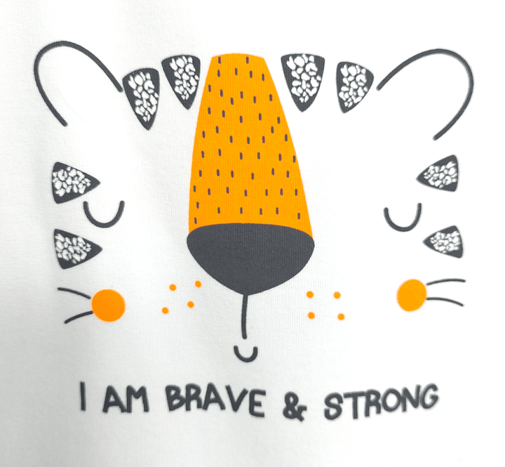 Salopetă pentru bebeluși Rainy „I am Strong” 56-74 cm, alb