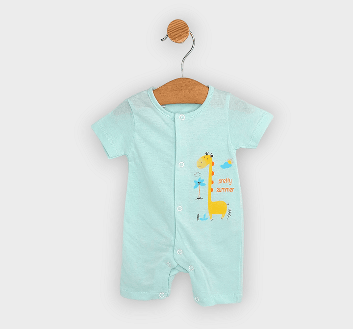 Salopetă pentru bebeluși Rainy cu mâneci scurte „Pretty Summer”, 56-74 cm, culoare rezeda