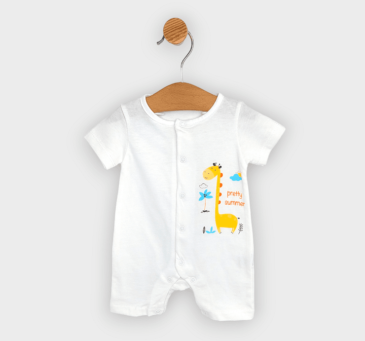 Salopetă pentru bebeluși Rainy cu mâneci scurte Pretty Summer 56-74 cm, culoare ecru