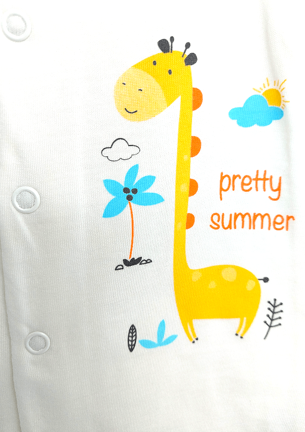 Salopetă pentru bebeluși Rainy cu mâneci scurte Pretty Summer 56-74 cm, culoare ecru