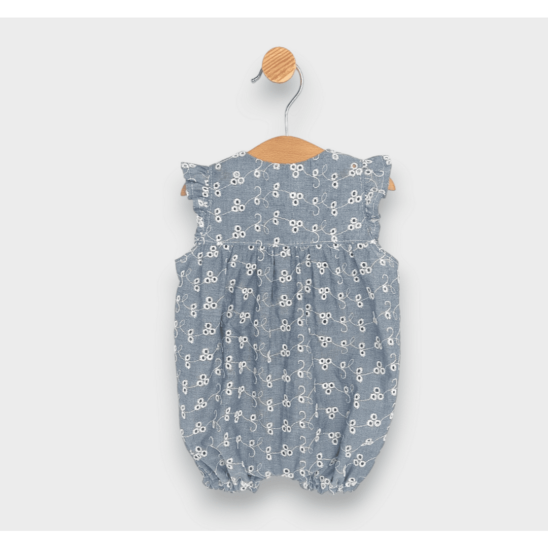 Salopetă pentru bebeluși Rainy Premium cu aripioare 56-80 cm, din denim/dantelă