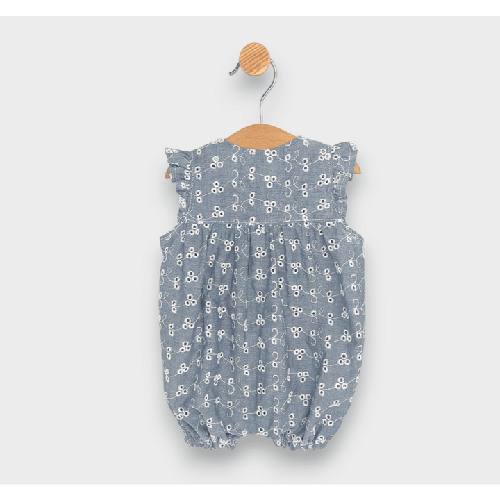 Salopetă pentru bebeluși Rainy Premium cu aripioare 56-80 cm, din denim/dantelă