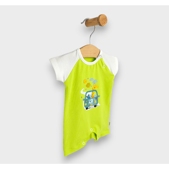 Salopetă pentru bebeluși Rainy cu girafă în mașină, 56-80 cm, verde